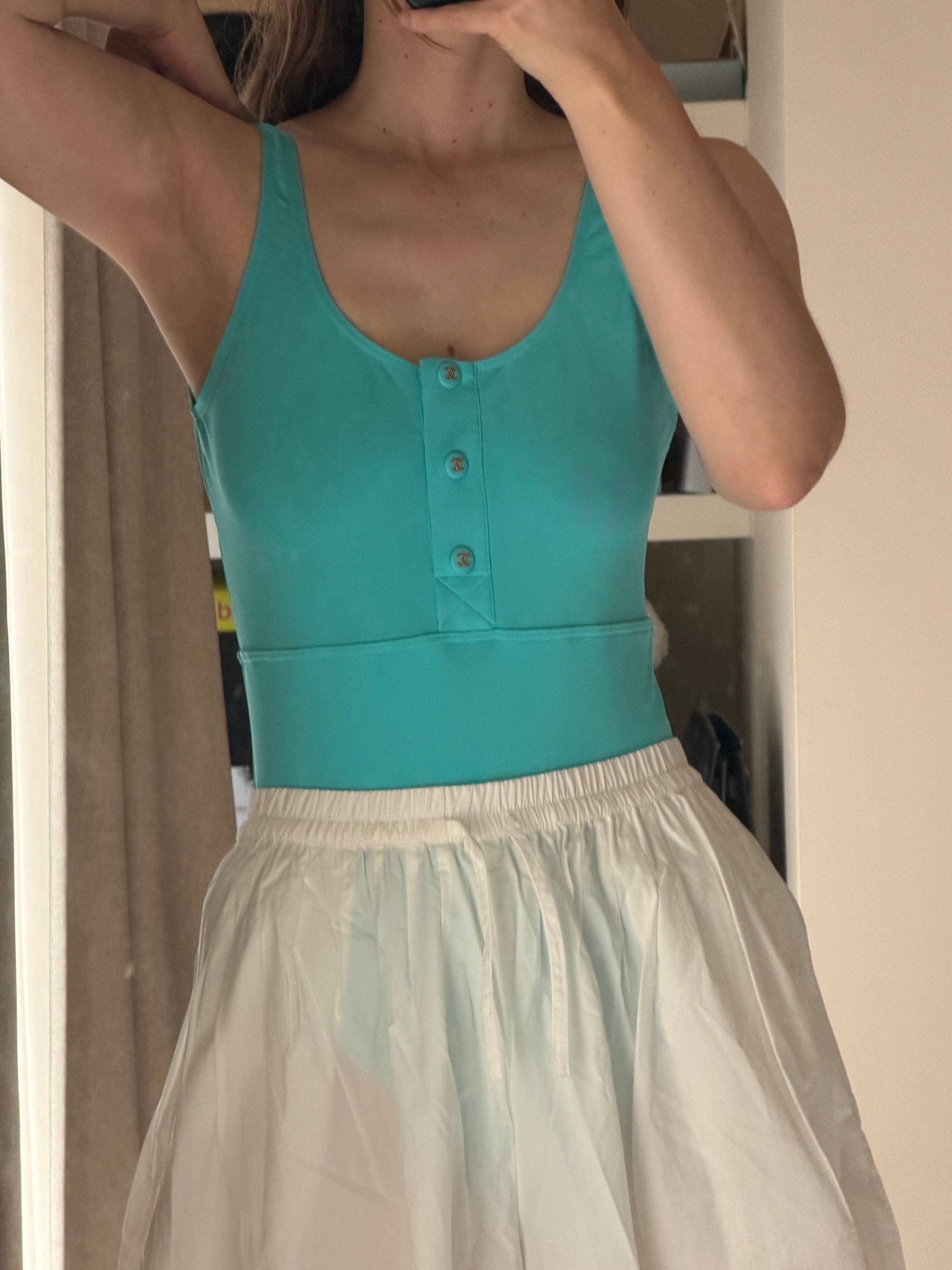 TURQUOISE SWIM / BODY SUIT, SIZE 36