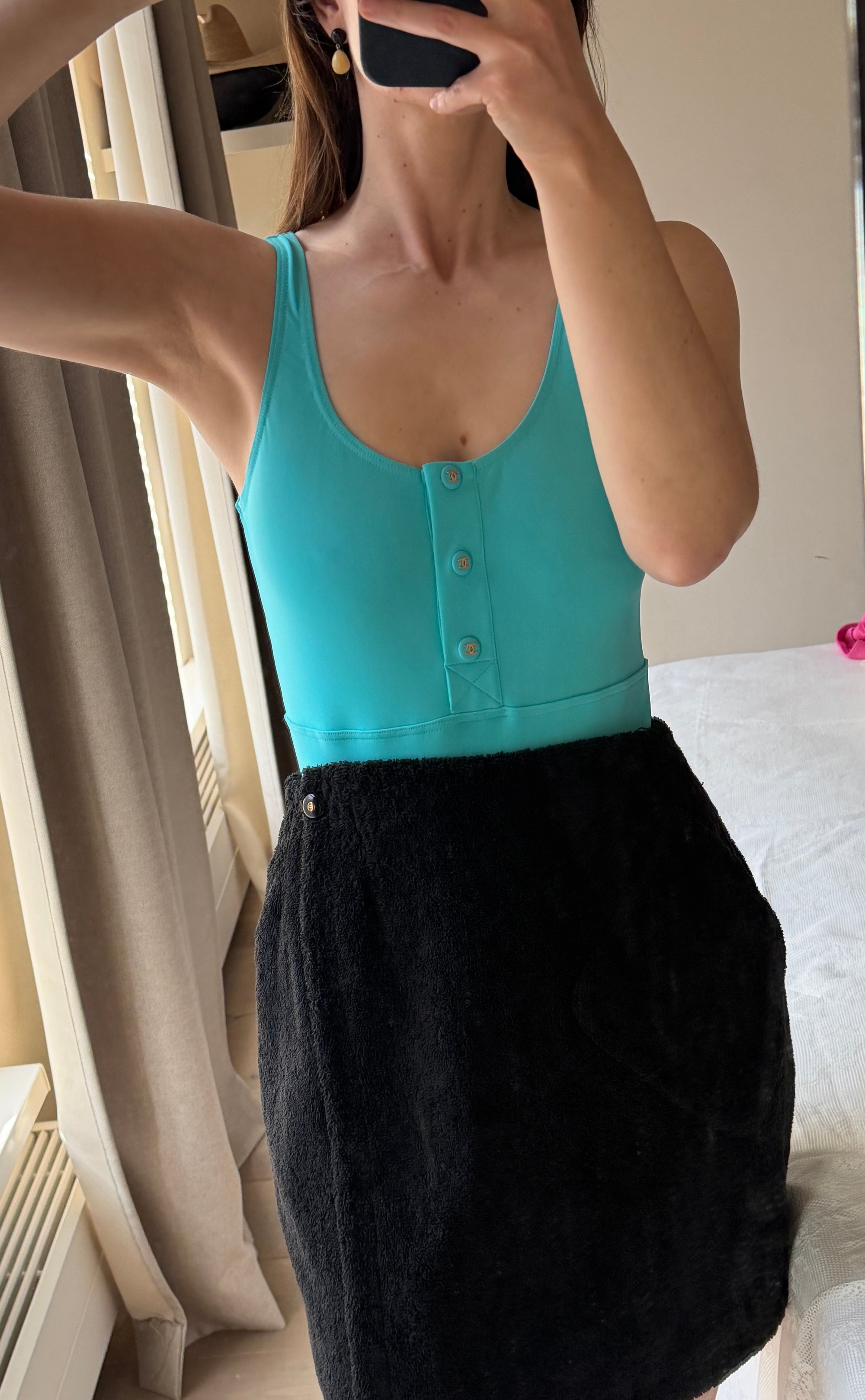 1992 black terry cloth 'towel' skirt, size 34