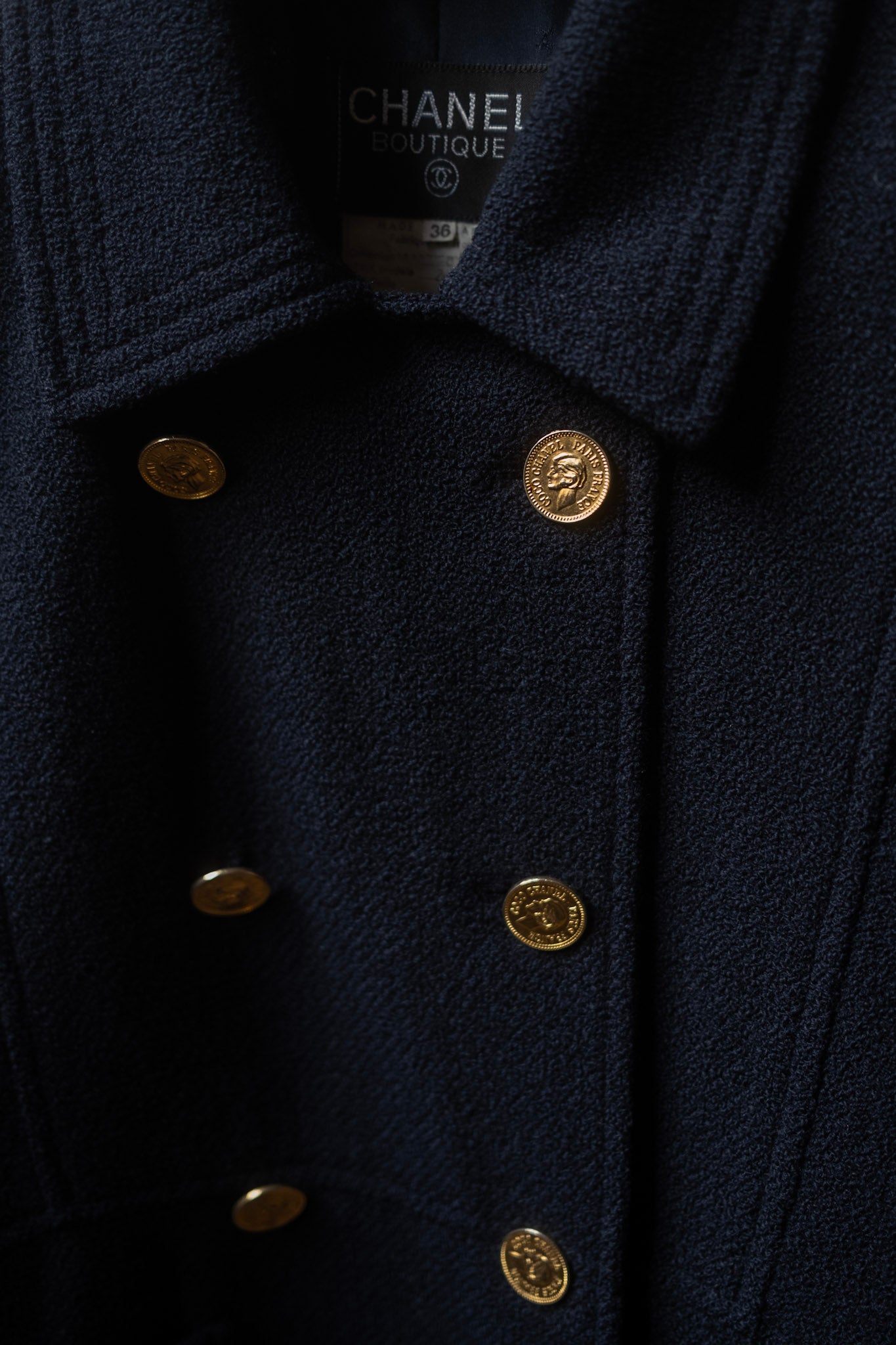 80S NAVY COLLAR JACKET - SIZE 34/36