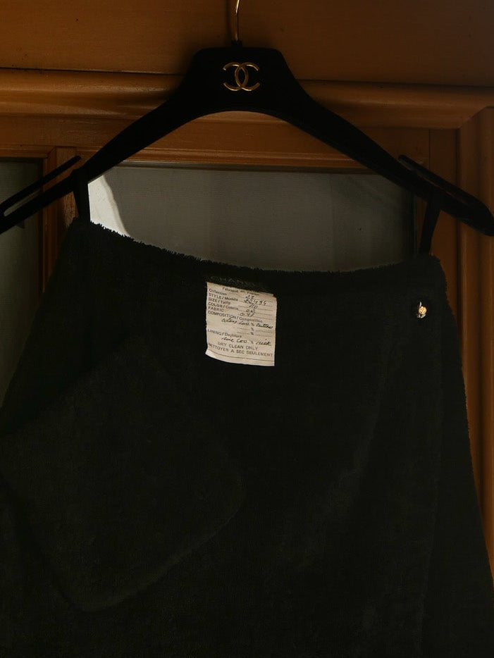 1992 black terry cloth 'towel' skirt, size 34