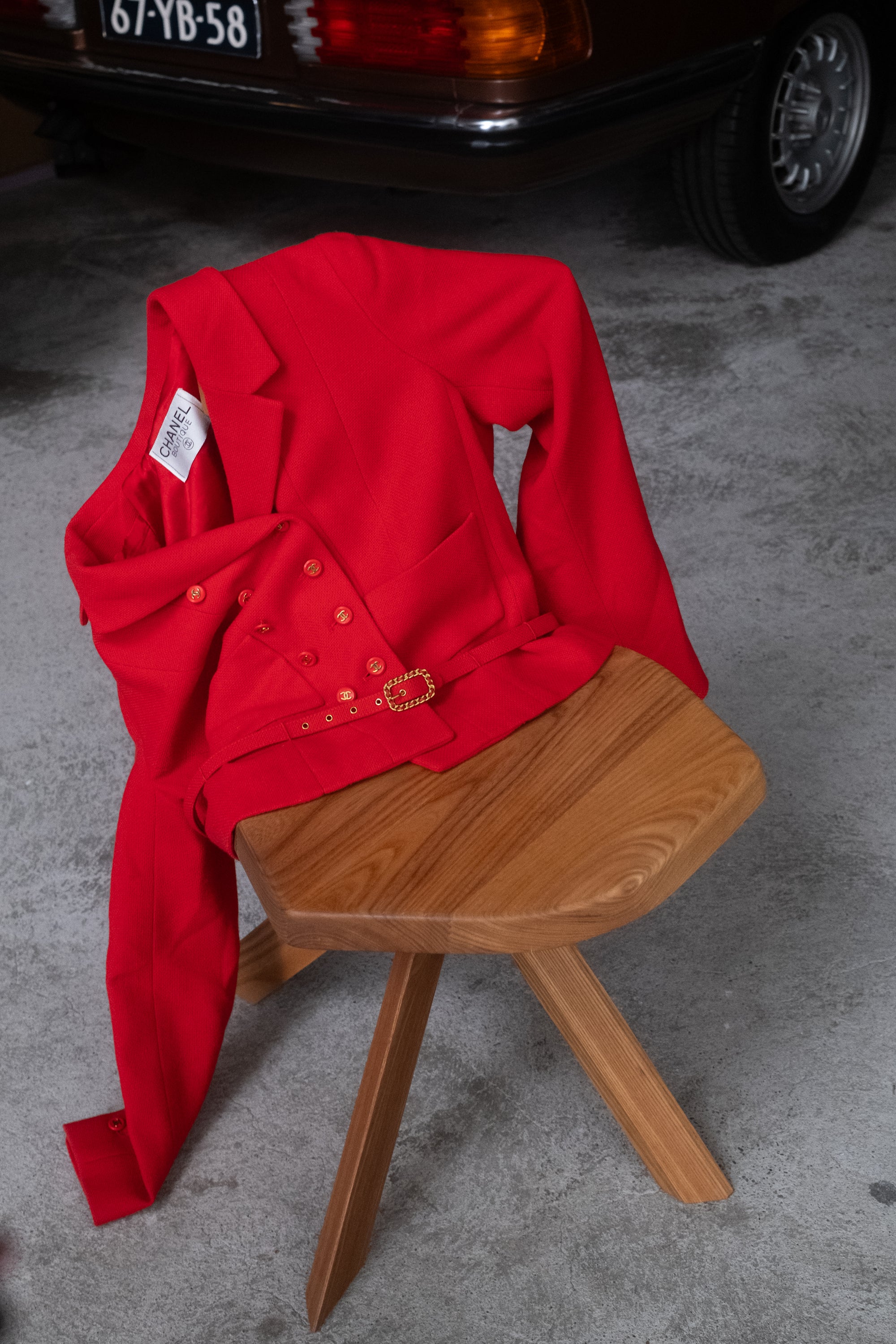 1995 RED BELTED JACKET - SIZE 38