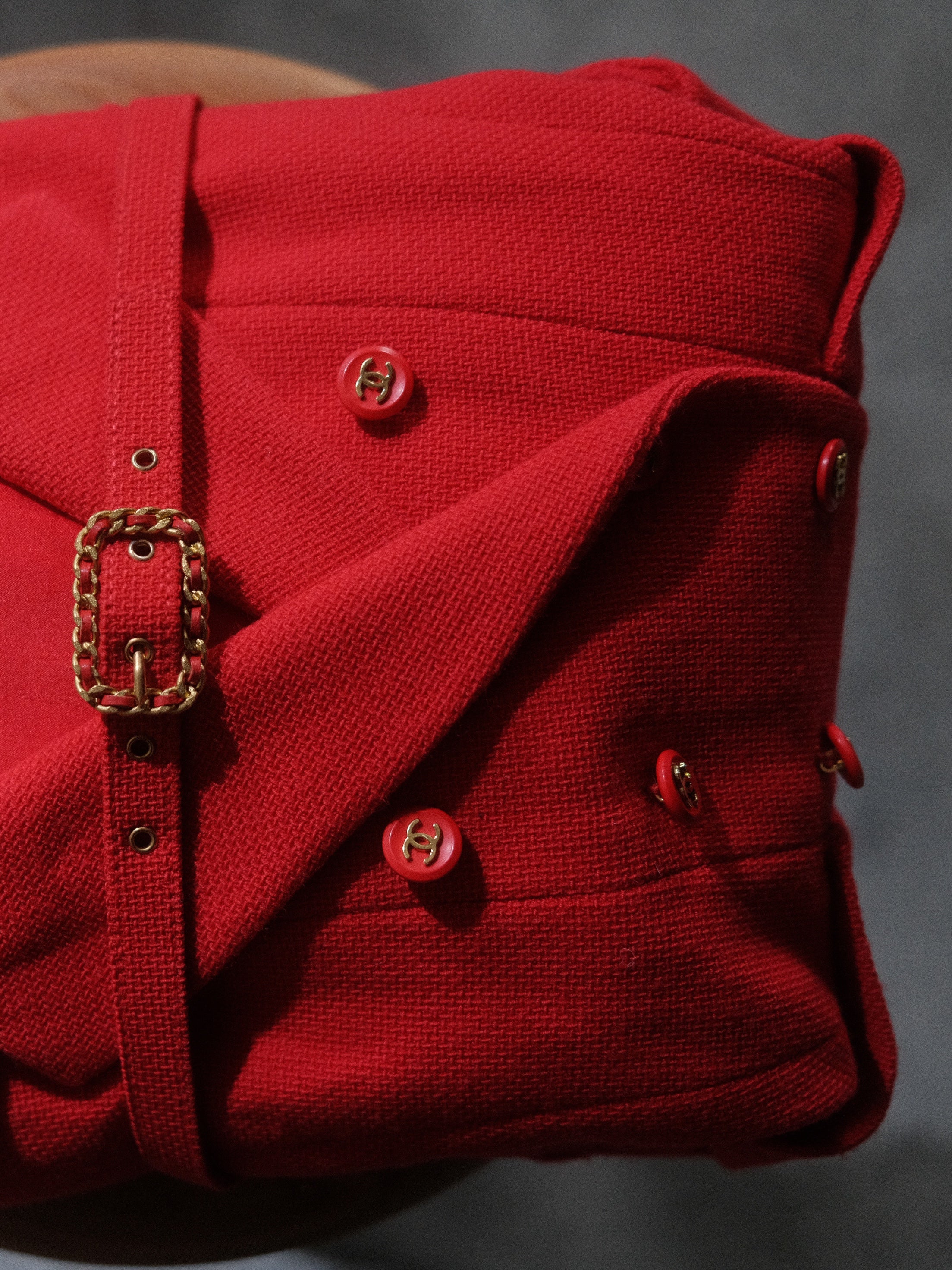 1995 RED BELTED JACKET - SIZE 38
