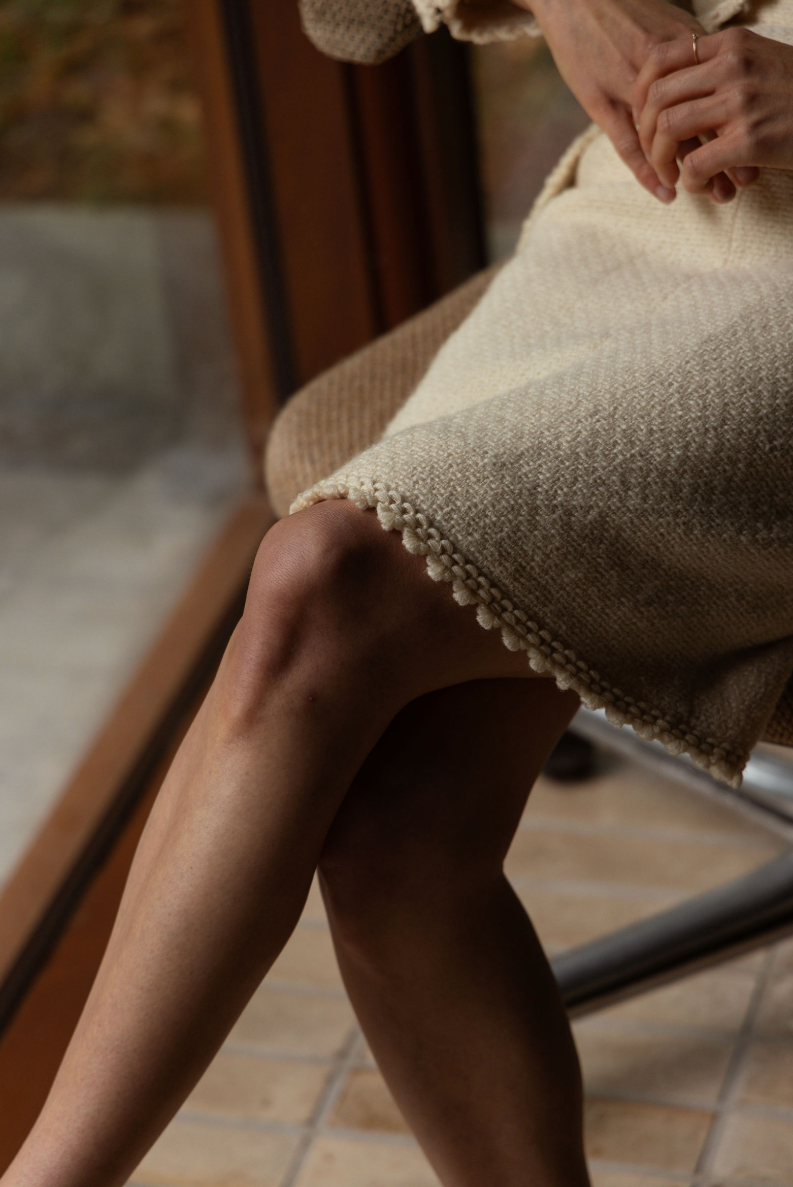 1990 CREAM TWEED SUIT - SIZE 34