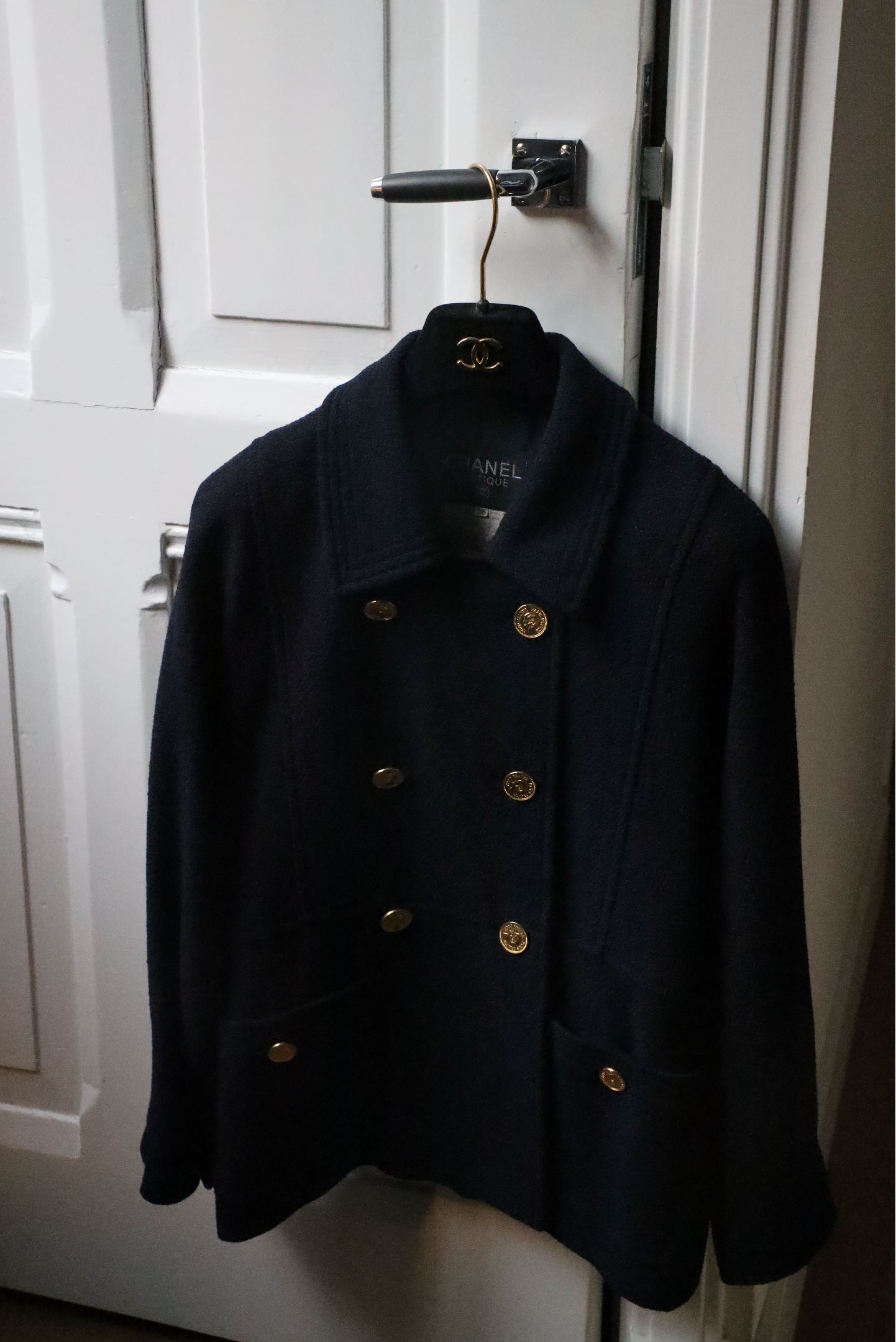 80S NAVY COLLAR JACKET - SIZE 34/36