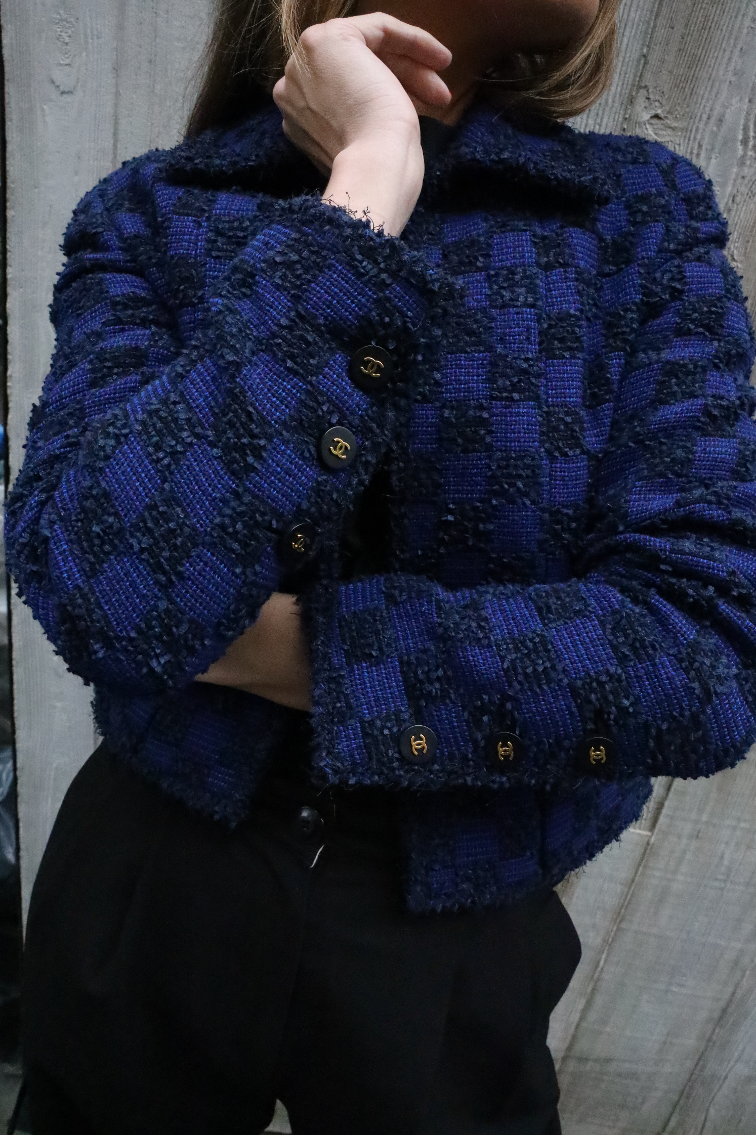 1994 CHECKERED BLUE TWEED - SIZE 34/36
