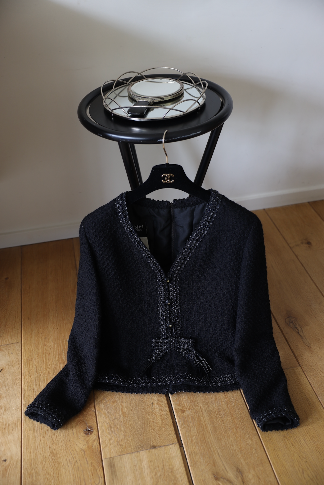 1994 BLACK BOUCLÉ TOP, SIZE 36/38