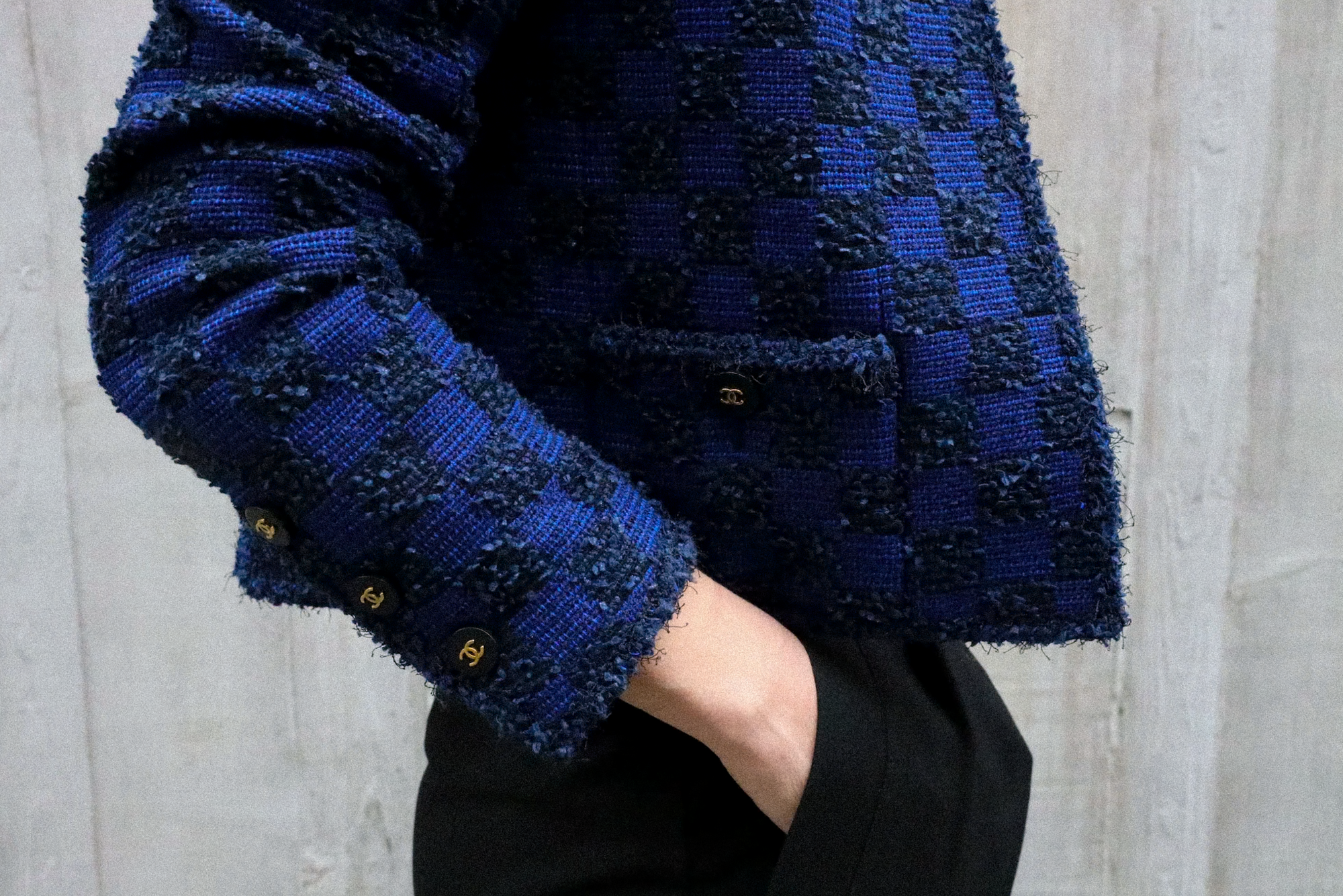 1994 CHECKERED BLUE TWEED - SIZE 34/36