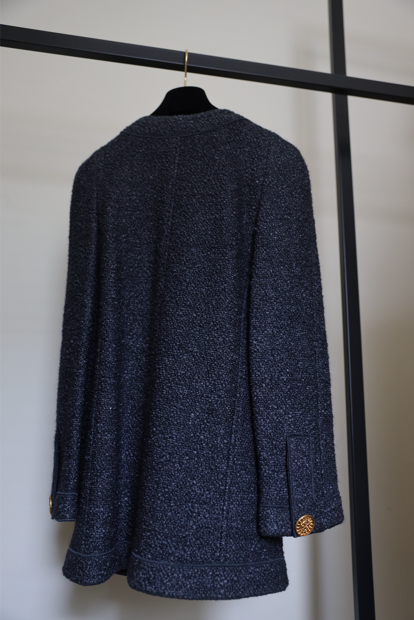 1992 GREY BOUCLÉ JACKET, SIZE 34