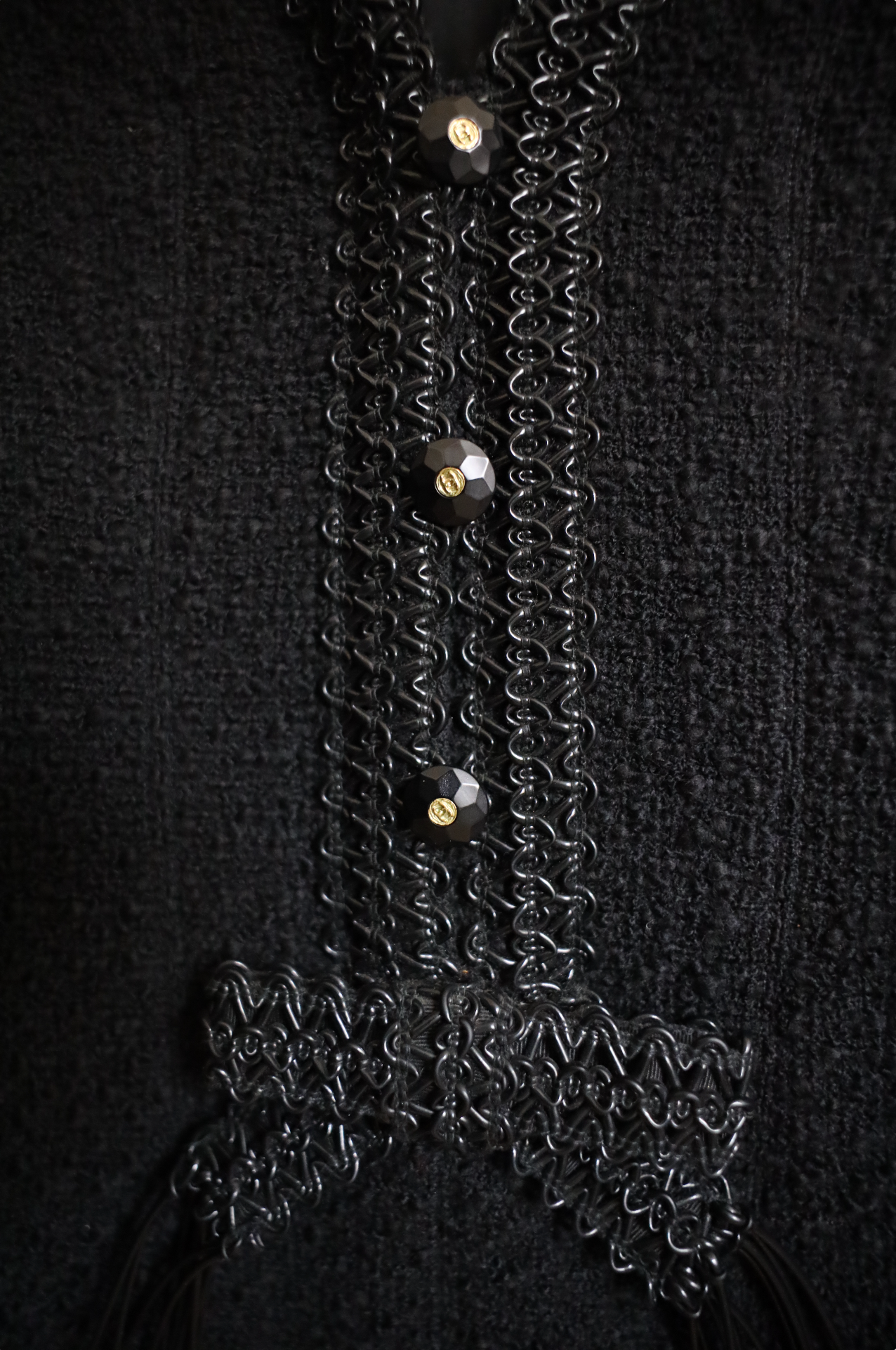 1994 BLACK BOUCLÉ TOP, SIZE 36/38