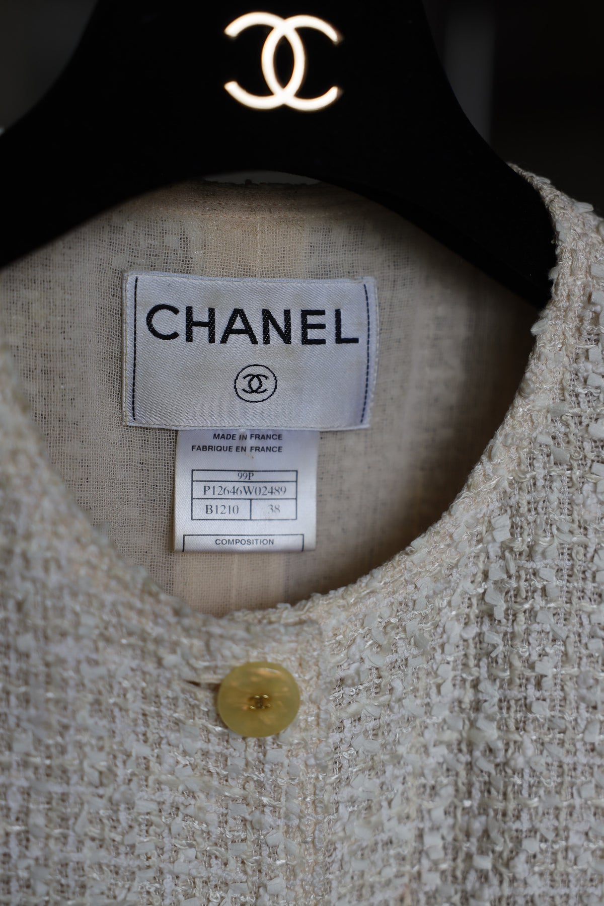 1999 CREAM TWEED WAISTCOAT, SIZE 36