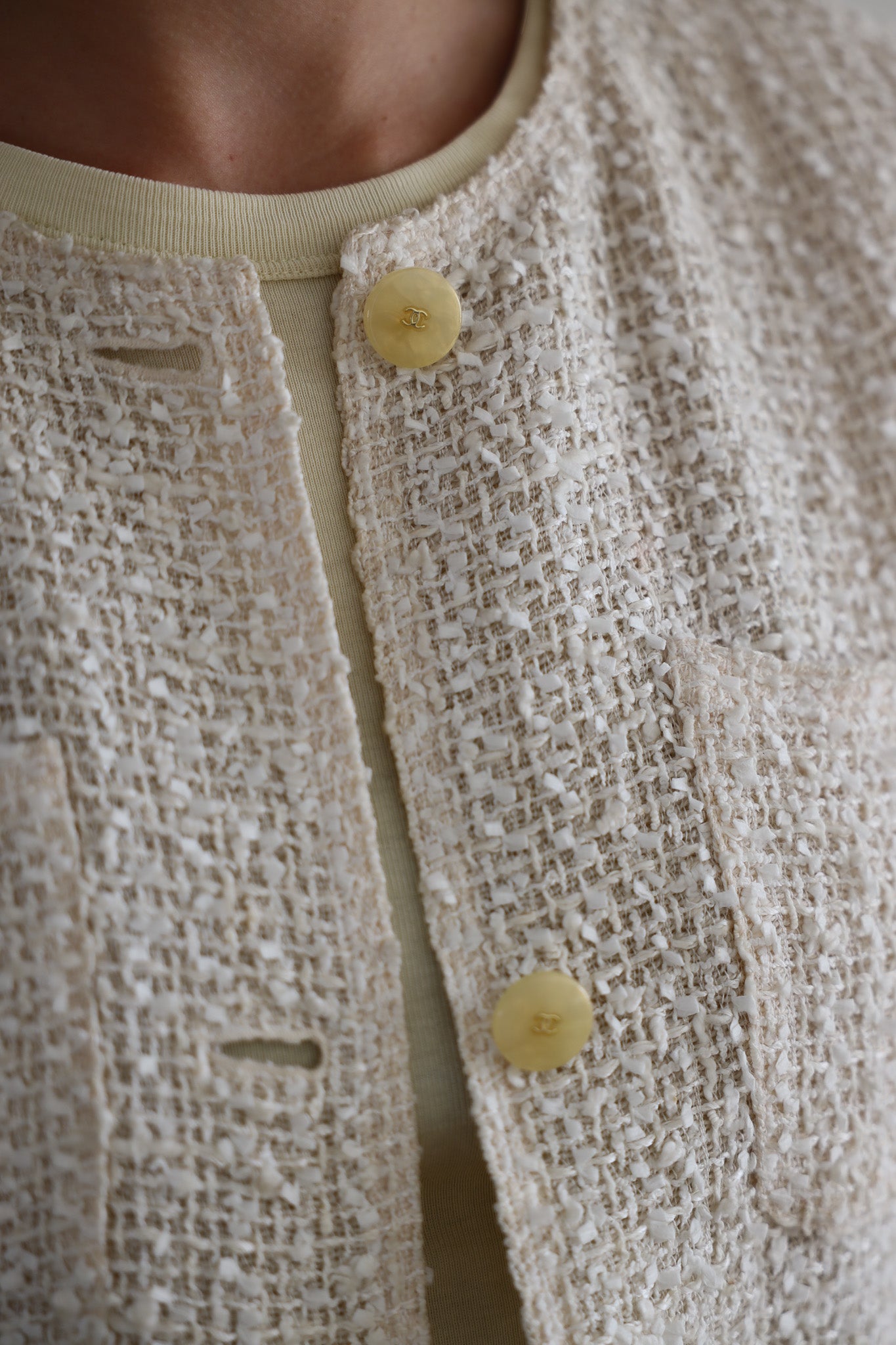 1999 CREAM TWEED WAISTCOAT, SIZE 36
